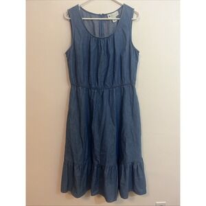 Ella Simone L Denim Dress Sleeveless Ruffle Hem Prairie Modest Cottagecore Farm